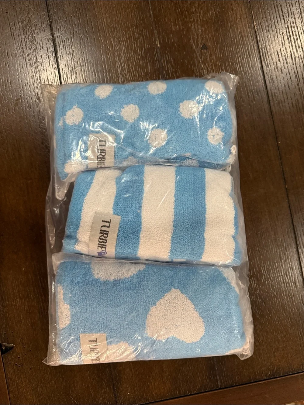 TURBIE® Blue Patterned Hair Towels - Set of 3